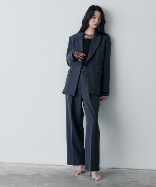 GALLEST（ギャレスト）の「【セットアップ対応】ウーステッドライクダブルジャケット（テーラードジャケット・レディース・チャコールグレー/グレー・38/34）」の3枚目の写真