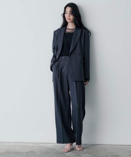 GALLEST（ギャレスト）の「【セットアップ対応】ウーステッドライクダブルジャケット（テーラードジャケット・レディース・チャコールグレー/グレー・38/34）」の4枚目の写真