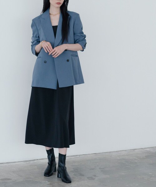 GALLEST（ギャレスト）の「【セットアップ対応】ウーステッドライクダブルジャケット（テーラードジャケット・レディース・チャコールグレー/グレー・38/34）」の5枚目の写真