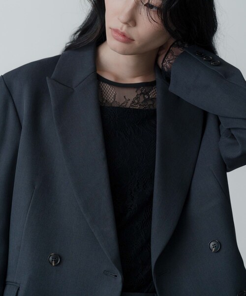 GALLEST（ギャレスト）の「【セットアップ対応】ウーステッドライクダブルジャケット（テーラードジャケット・レディース・チャコールグレー/グレー・38/34）」の15枚目の写真