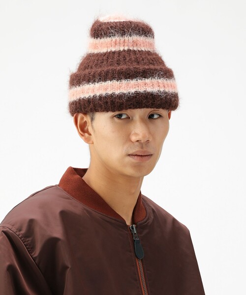 BEAMS(ビームス)の「シャギー ボーダー ワッチキャップ(ニットキャップ/ビーニー・メンズ・ネイビー/ブラウン/ブラック・ONE SIZE)」の1枚目の写真