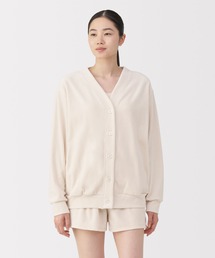 無印良品(ムジルシリョウヒン)の婦人 コットンベロア カーディガン(ルームウェア/パジャマ)