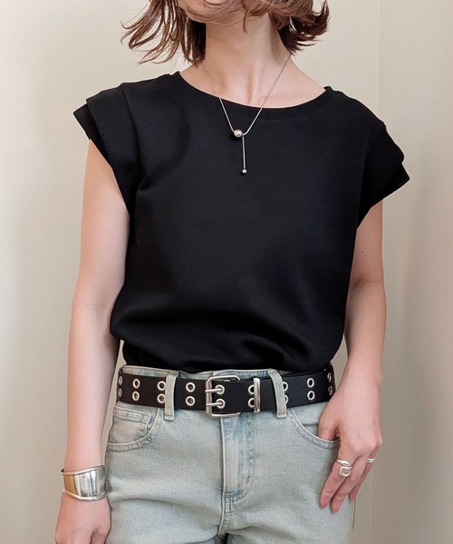 styiro（スタイロ）の「フレンチスリーブTシャツ カットソー（Tシャツ/カットソー・レディース・ブラック/グレー/ホワイト/モカ・FREE/L/XL）」の15枚目の写真