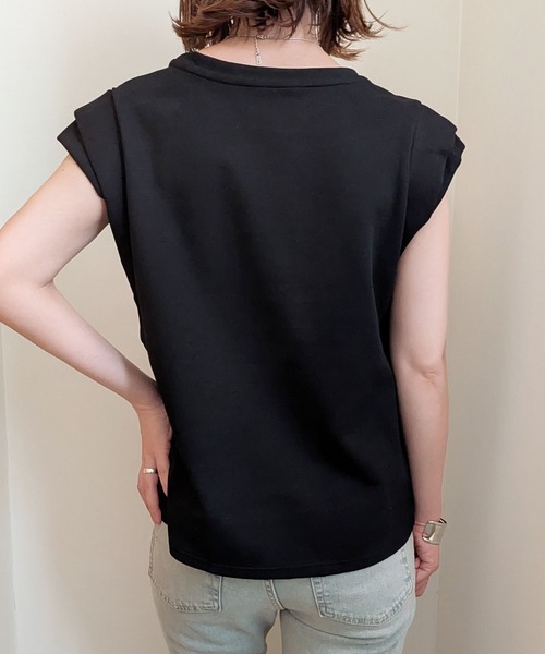 styiro（スタイロ）の「フレンチスリーブTシャツ カットソー（Tシャツ/カットソー・レディース・ブラック/グレー/ホワイト/モカ・FREE/L/XL）」の20枚目の写真