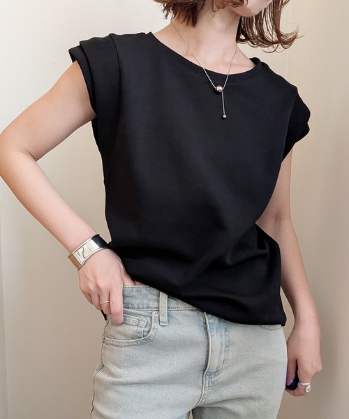 styiro（スタイロ）の「フレンチスリーブTシャツ カットソー（Tシャツ/カットソー・レディース・ブラック/グレー/ホワイト/モカ・FREE/L/XL）」の18枚目の写真