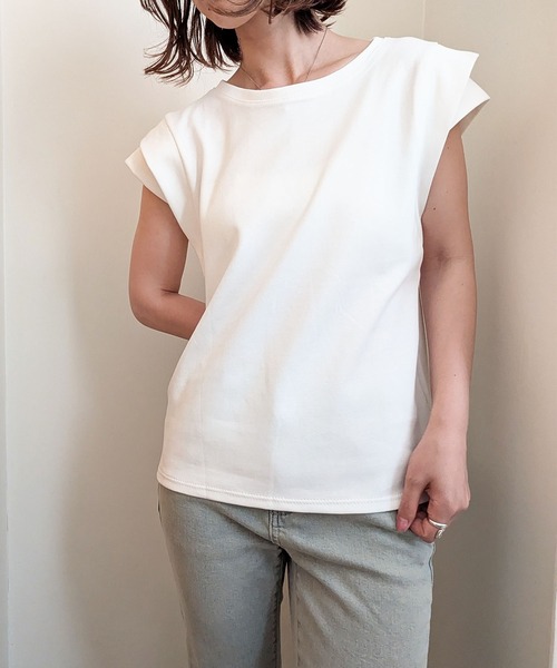 styiro（スタイロ）の「フレンチスリーブTシャツ カットソー（Tシャツ/カットソー・レディース・ブラック/グレー/ホワイト/モカ・FREE/L/XL）」の11枚目の写真