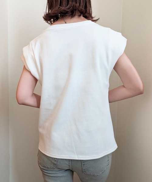 styiro（スタイロ）の「フレンチスリーブTシャツ カットソー（Tシャツ/カットソー・レディース・ブラック/グレー/ホワイト/モカ・FREE/L/XL）」の10枚目の写真
