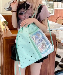 Mignonjour（ミニョンジュール）の「FReePLACe/クリアポケット ドット柄 ナップサック X12596（バックパック/リュック）」