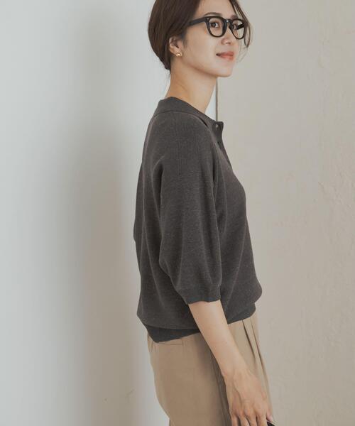 URBAN RESEARCH DOORS（アーバンリサーチドアーズ）の「ニットポロシャツ（ポロシャツ・レディース・ブラック/チャコールグレー/グリーン系その他・MEDIUM）」の16枚目の写真