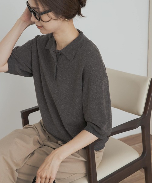 URBAN RESEARCH DOORS ニットポロシャツ チャコールグレー URBAN RESEARCH DOORS ニットポロシャツ チャコールグレー
