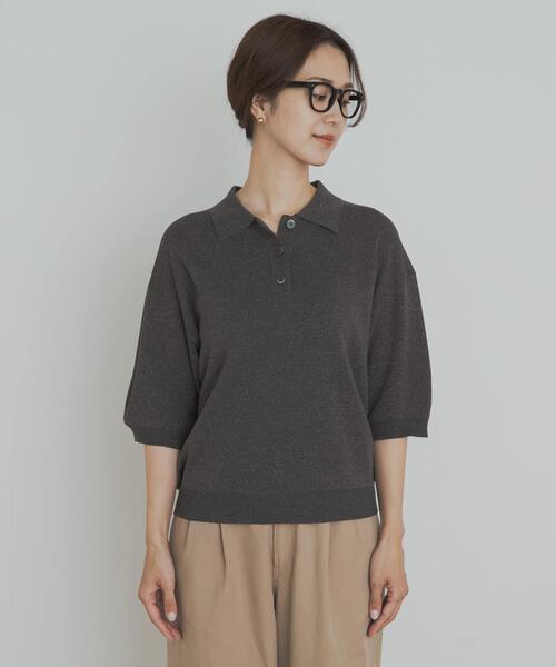 URBAN RESEARCH DOORS（アーバンリサーチドアーズ）の「ニットポロシャツ（ポロシャツ・レディース・ブラック/チャコールグレー/グリーン系その他・MEDIUM）」の19枚目の写真