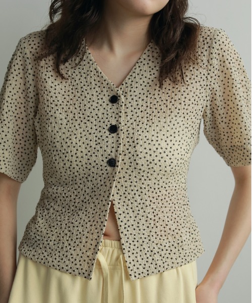 anuke/Vneck Dot Blouse 半袖 Vneck Dot Blouse（シャツ/ブラウス）｜anuke（アンヌーク）の