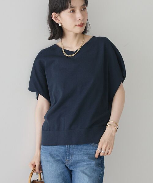 45R　綿　インディゴ　 Vネック ニットベスト 45R 綿 インディゴ Vネック ニットベスト