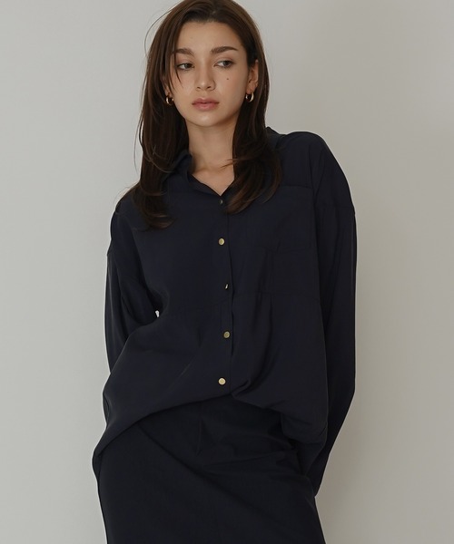 KINO THE KEI(キノザケイ)の「リヨセル シャツ ジャケット KINO THE KEI(シャツ/ブラウス・レディース・ネイビー/バーガンディー/モカ・フリー)」の3枚目の写真