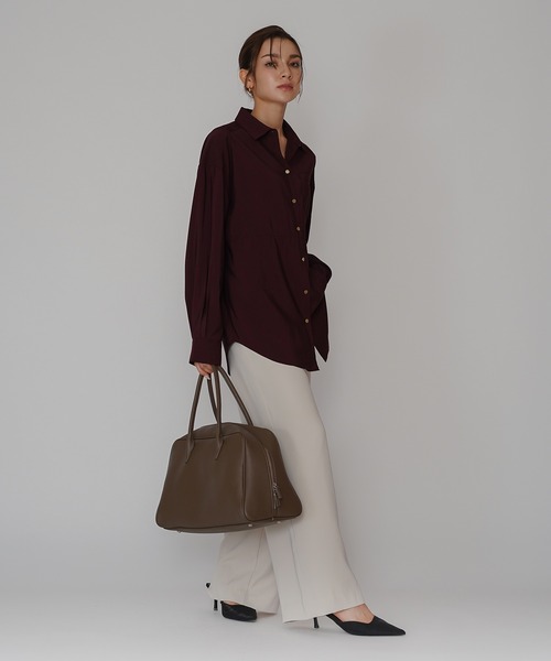 KINO THE KEI(キノザケイ)の「リヨセル シャツ ジャケット KINO THE KEI(シャツ/ブラウス・レディース・ネイビー/バーガンディー/モカ・フリー)」の6枚目の写真
