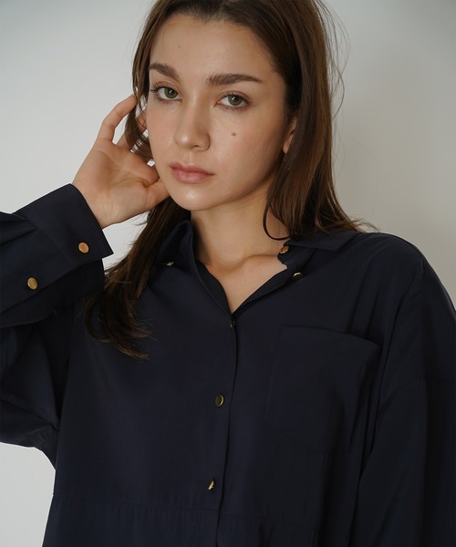 KINO THE KEI(キノザケイ)の「リヨセル シャツ ジャケット KINO THE KEI(シャツ/ブラウス・レディース・ネイビー/バーガンディー/モカ・フリー)」の14枚目の写真