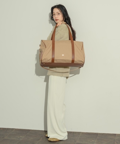 ヌナ レザー切り替えショルダー/ボストンバッグ 新色登場！】レザー切り替えショルダー/ボストンバッグ