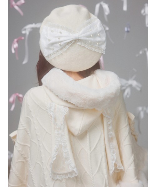 Ank Rouge（アンクルージュ）の「うさちゃんニットポンチョ（ニット/セーター・レディース・ブラック/オフホワイト/ピンク・M）」の10枚目の写真