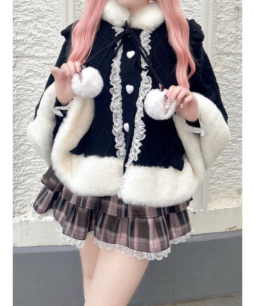 Ank Rouge（アンクルージュ）の「うさちゃんニットポンチョ（ニット/セーター・レディース・ブラック/オフホワイト/ピンク・M）」の18枚目の写真