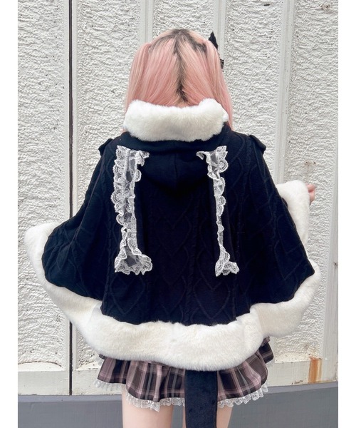 Ank Rouge（アンクルージュ）の「うさちゃんニットポンチョ（ニット/セーター・レディース・ブラック/オフホワイト/ピンク・M）」の19枚目の写真