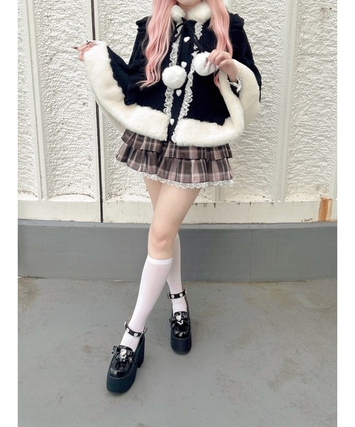 Ank Rouge（アンクルージュ）の「うさちゃんニットポンチョ（ニット/セーター・レディース・ブラック/オフホワイト/ピンク・M）」の17枚目の写真