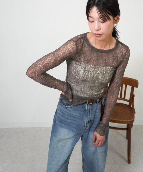 gossara（ゴサラ）の「ストレッチクルーネックPO（ニット/セーター・レディース・オフホワイト/グレー/ブラウン・FREE）」の3枚目の写真