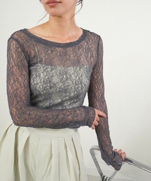 gossara（ゴサラ）の「ストレッチクルーネックPO（ニット/セーター・レディース・オフホワイト/グレー/ブラウン・FREE）」の2枚目の写真