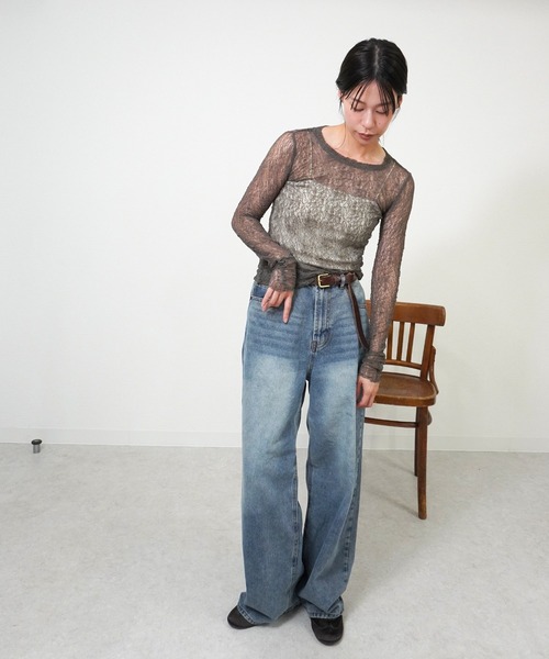 gossara（ゴサラ）の「ストレッチクルーネックPO（ニット/セーター・レディース・オフホワイト/グレー/ブラウン・FREE）」の4枚目の写真