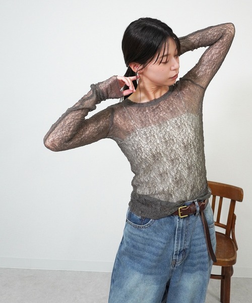 gossara（ゴサラ）の「ストレッチクルーネックPO（ニット/セーター・レディース・オフホワイト/グレー/ブラウン・FREE）」の5枚目の写真