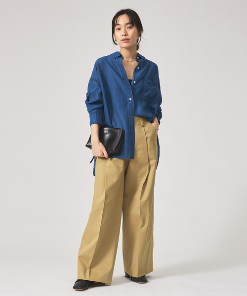 qualite scape（カリテ スケープ）の「シアーデニムライクシャツ/オフィスカジュアル/夏服/羽織り（シャツ/ブラウス・レディース・サックスブルー/インディゴブルー・フリー）」の3枚目の写真