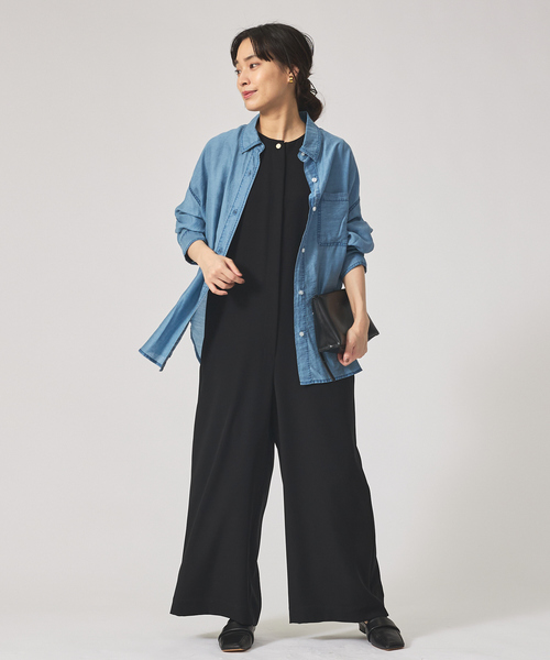 qualite scape（カリテ スケープ）の「シアーデニムライクシャツ/オフィスカジュアル/夏服/羽織り（シャツ/ブラウス・レディース・サックスブルー/インディゴブルー・フリー）」の8枚目の写真