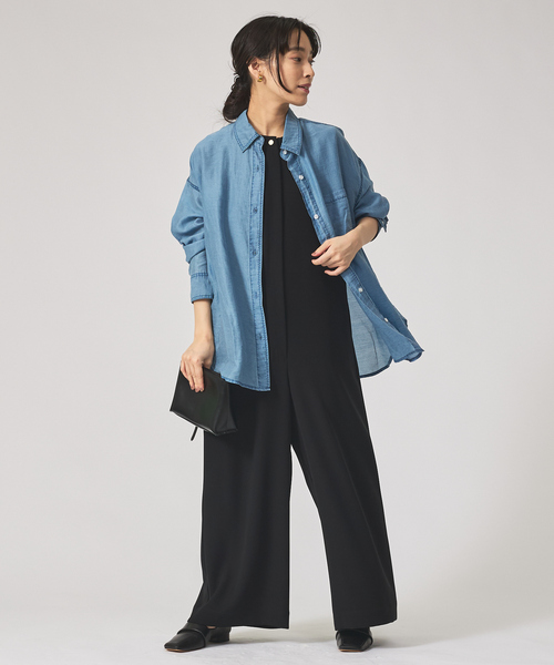 qualite scape（カリテ スケープ）の「シアーデニムライクシャツ/オフィスカジュアル/夏服/羽織り（シャツ/ブラウス・レディース・サックスブルー/インディゴブルー・フリー）」の10枚目の写真