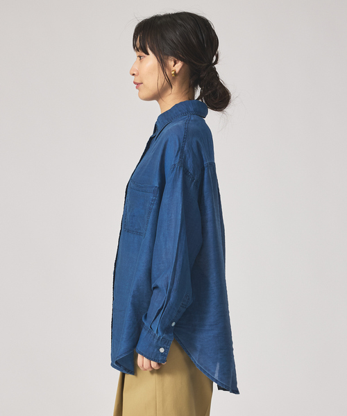 qualite scape（カリテ スケープ）の「シアーデニムライクシャツ/オフィスカジュアル/夏服/羽織り（シャツ/ブラウス・レディース・サックスブルー/インディゴブルー・フリー）」の12枚目の写真