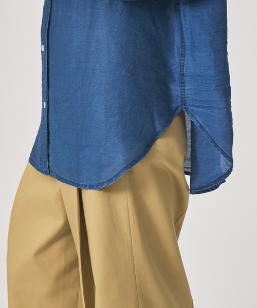 qualite scape（カリテ スケープ）の「シアーデニムライクシャツ/オフィスカジュアル/夏服/羽織り（シャツ/ブラウス・レディース・サックスブルー/インディゴブルー・フリー）」の19枚目の写真