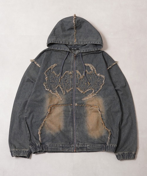 トライバルフリンジ デニムZIPパーカー / Tribal Fringe Denim