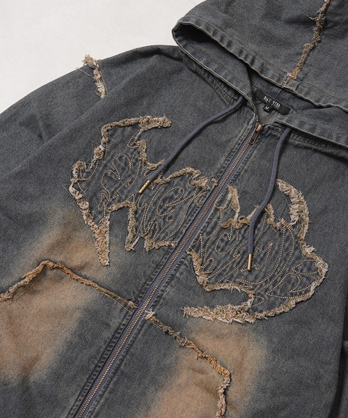 セール】トライバルフリンジ デニムZIPパーカー / Tribal Fringe Denim