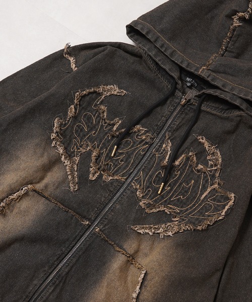 セール】トライバルフリンジ デニムZIPパーカー / Tribal Fringe Denim