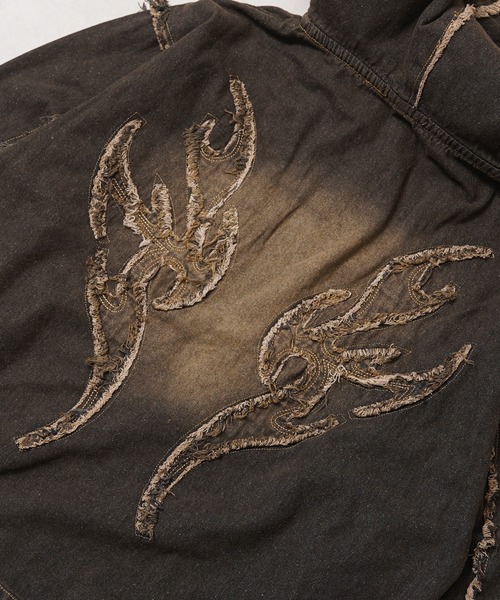 1111clothing(ワンフォークロージング)の「トライバルフリンジ デニムZIPパーカー / Tribal Fringe Denim Zip Hoodie(デニムジャケット・メンズ・ブルー/ブラック・M/L)」の13枚目の写真