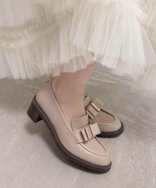 RANDA（ランダ）の「リボンパーツヒールアップローファー（ローファー・レディース・アイボリー/グレイッシュベージュ/ブラック・M/L/S/LL）」の3枚目の写真