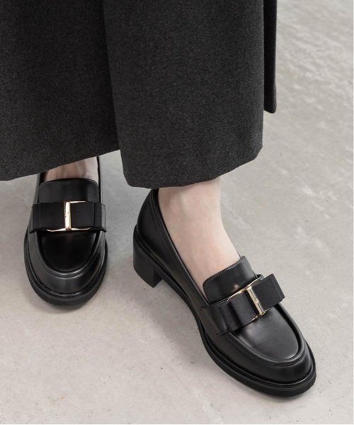 RANDA（ランダ）の「リボンパーツヒールアップローファー（ローファー・レディース・アイボリー/グレイッシュベージュ/ブラック・M/L/S/LL）」の6枚目の写真