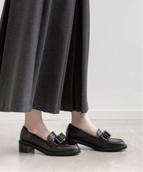 RANDA（ランダ）の「リボンパーツヒールアップローファー（ローファー・レディース・アイボリー/グレイッシュベージュ/ブラック・M/L/S/LL）」の7枚目の写真