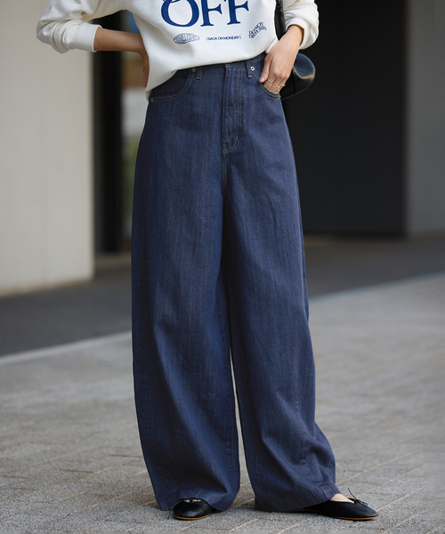 4サイズ展開》LE DENIM PEG カーブワイドデニム（デニムパンツ