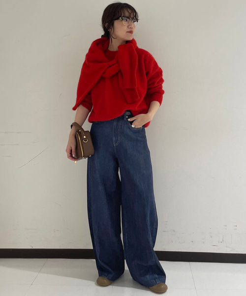 4サイズ展開》LE DENIM PEG カーブワイドデニム（デニムパンツ