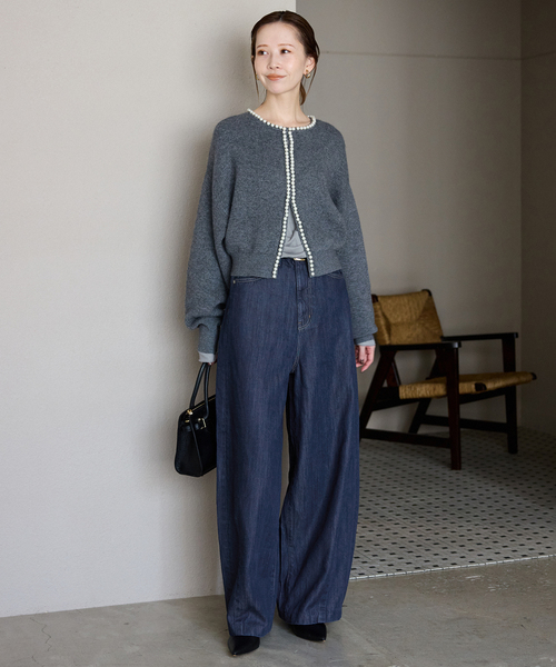 SLOBE IENA（スローブイエナ）の「《4サイズ展開》LE DENIM PEG カーブワイドデニム（デニムパンツ・レディース・ネイビー・40/38/36/34）」の8枚目の写真