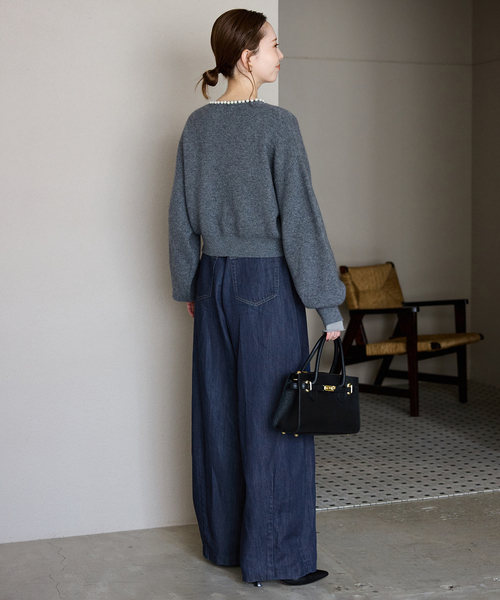 SLOBE IENA（スローブイエナ）の「《4サイズ展開》LE DENIM PEG カーブワイドデニム（デニムパンツ・レディース・ネイビー・40/38/36/34）」の9枚目の写真