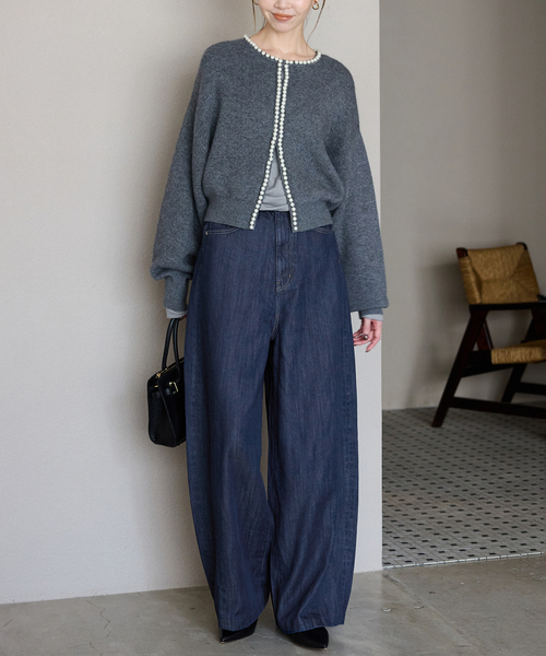 SLOBE IENA（スローブイエナ）の「《4サイズ展開》LE DENIM PEG カーブワイドデニム（デニムパンツ・レディース・ネイビー・40/38/36/34）」の11枚目の写真