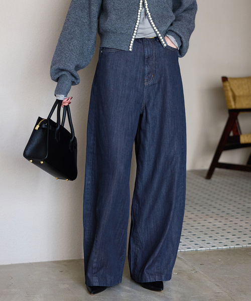 4サイズ展開》LE DENIM PEG カーブワイドデニム（デニムパンツ