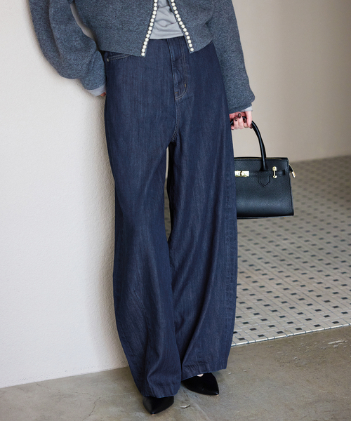 SLOBE IENA（スローブイエナ）の「《4サイズ展開》LE DENIM PEG カーブワイドデニム（デニムパンツ・レディース・ネイビー・40/38/36/34）」の16枚目の写真