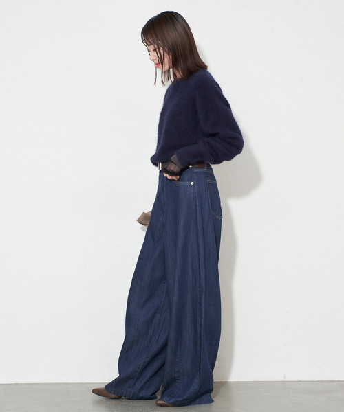 SLOBE IENA（スローブイエナ）の「《4サイズ展開》LE DENIM PEG カーブワイドデニム（デニムパンツ・レディース・ネイビー・40/38/36/34）」の19枚目の写真