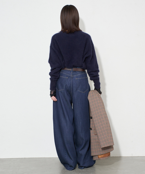 SLOBE IENA（スローブイエナ）の「《4サイズ展開》LE DENIM PEG カーブワイドデニム（デニムパンツ・レディース・ネイビー・40/38/36/34）」の20枚目の写真